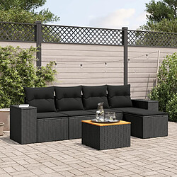 Maison Chic Salon de jardin 6 pcs avec coussins | Ensemble de Table et chaises | Mobilier d'Extérieur noir résine tressée -GKD84093