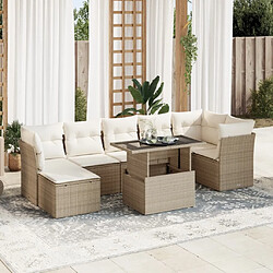 vidaXL Salon de jardin avec coussins 8 pcs beige résine tressée