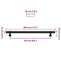 vidaXL Poignées d'armoire 5 pcs noir 224 mm acier inoxydable pas cher