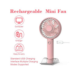 Ventilateur Portable Portatif, Batterie Rechargeable Pour Ventilateur USB 2000 mAh, Direction du vent réglable, Ventilateur de Table De Bureau Ventilateur Électrique De Refroidissement 4 Vitesses(Rose) pas cher