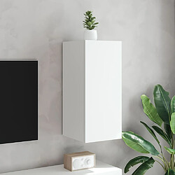 Maison Chic Meuble TV mural, Banc TV avec lumières LED pour salon, Meuble de rangement blanc 30,5x35x70 cm -GKD67725 pas cher