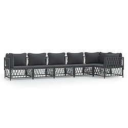 vidaXL Salon de jardin avec coussins 6 pcs anthracite acier