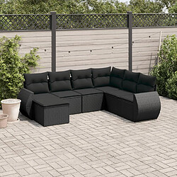 Maison Chic Salon de jardin 7 pcs avec coussins | Ensemble de Table et chaises | Mobilier d'Extérieur noir résine tressée -GKD17123