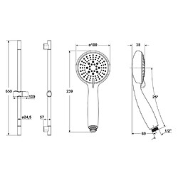 CORNAT Ensemble de barre de douche COMISO Chrome pas cher