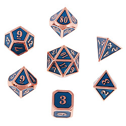 qualité dés polyédrique 7x set d4-d20 en alliage de zinc pour trpg mtg blue a