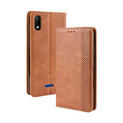 Wewoo Coque Étui en cuir à boucle magnétique avec rétro pour Texture horizontale Wiko Y60 support et emplacements cartes et cadre photo Marron