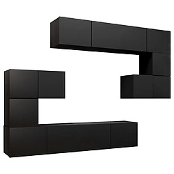 Maison Chic Ensemble de meubles TV 8 pcs | Banc TV Moderne pour salon | Meuble de Rangement - Noir Aggloméré -MN14115