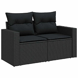 Acheter vidaXL Salon de jardin 7 pcs avec coussins noir résine tressée