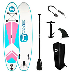 Rohe Stand Up Paddle Gonflable INDIANA PINK 9'9'' (297cm) 30'' (76cm) 4'' (10cm) avec Pompe, Pagaie, Leash et Sac de transport