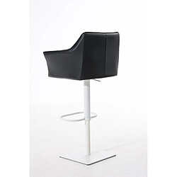 Acheter Decoshop26 Tabouret de bar chaise haute de comptoir couture carrées assise en PVC noir cadre en métal blanc 10_0004740