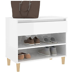 Acheter Maison Chic Armoire à chaussure,Meuble à Chaussures Blanc brillant 70x36x60 cm Bois ingénierie -MN30047