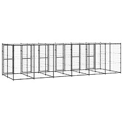 Helloshop26 Chenil extérieur cage enclos parc animaux chien extérieur acier avec toit 14,52 m² 02_0000391 pas cher