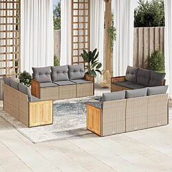 Maison Chic Salon de jardin avec coussins 12 pcs | Ensemble de Table et chaises | Mobilier d'Extérieur beige résine tressée -GKD52303