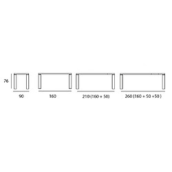 Inside 75 Table repas extensible ECO 10 couverts 160/260x90 cm pieds bois plateau chêne noueux