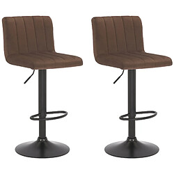 Decoshop26 Lot de 2 tabourets de bar pivotant hauteur réglable assise surpiqué en velours marron et métal noir 10_0004225 