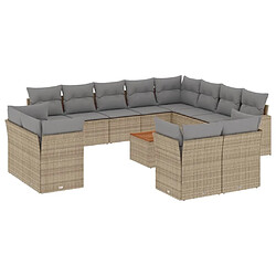 Maison Chic Ensemble Tables et chaises à dîner d'extérieur 13 pcs avec coussins,Salon de jardin mélange beige résine tressée -GKD587590