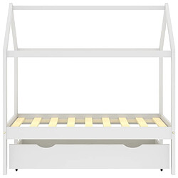 Avis Maison Chic Lit d'Enfant Chambre - Cadre de lit pour enfant avec un tiroir Blanc Pin massif 70x140 cm -MN27143