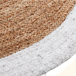 Tapis rond en jute et coton coloris marron/blanc - Diamètre : 120 cm -PEGANE