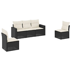 vidaXL Salon de jardin 5 pcs avec coussins noir résine tressée