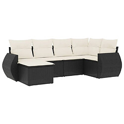 vidaXL Salon de jardin 6 pcs avec coussins noir résine tressée