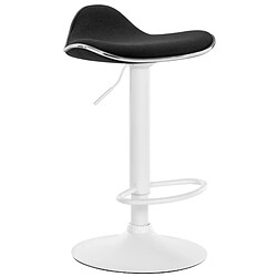 Decoshop26 Tabouret de bar x1 assise ergonomique en tissu noir pied en trompette en métal blanc 10_0005395