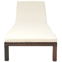 Avis Maison Chic Chaise longue avec coussin | Bain de soleil Relax | Transat Résine tressée Marron -GKD54740