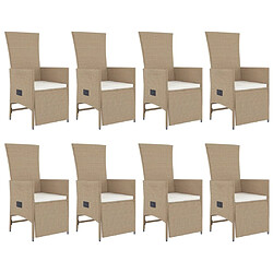 Avis vidaXL Ensemble à manger de jardin et coussins 9 pcs beige Poly rotin