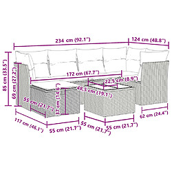 vidaXL Salon de jardin avec coussins 7 pcs gris résine tressée pas cher