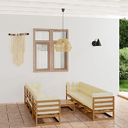 Maison Chic Ensemble Tables et chaises d'extérieur 9 pcs avec coussins,Salon de jardin bois de pin massif -GKD371056