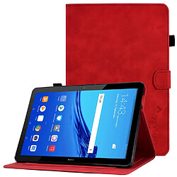 Etui en PU avec support, porte-cartes et porte-stylo pour votre Huawei MediaPad T5 10.1 - rouge