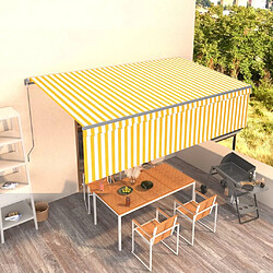 Maison Chic Store banne | Auvent rétractable de porte | Marquise Brise-soleil manuel avec store 5x3 m Jaune et blanc -GKD91835