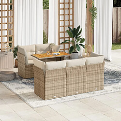 vidaXL Salon de jardin avec coussins 6 pcs beige résine tressée