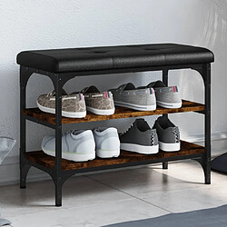 Maison Chic Banc à chaussures | Meuble de rangement à chaussures Meuble d'Entrée chêne fumé 62x32x47 cm bois d'ingénierie -MN64130