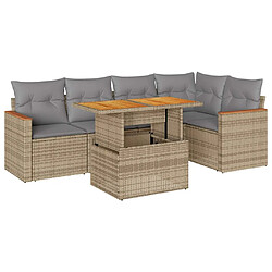 vidaXL Salon de jardin avec coussins 5 pcs beige résine tressée acacia