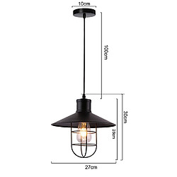 Acheter Stoex Lot de 2 Suspension Industrielle Métal Lustre Abat-Jour en Fer E27 Plafonnier Luminaire 27cm Noir 1pcs