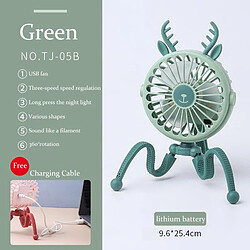 (GreenG, Lamp) Ventilateur de Poussette 500mAh Ventilateur de Siège de Voiture de Lit de Bébé Portatif de Bureau Personnel