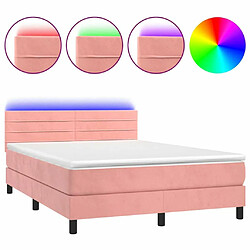 Maison Chic Lit adulte- Lit + matelas,Sommier à lattes de lit avec matelas et LED Rose 140x200 cm -GKD30936