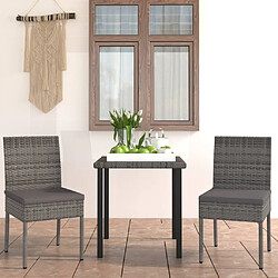 Salle à manger de jardin 3 pcs,Table et chaise à dîner Résine tressée Gris -MN70233