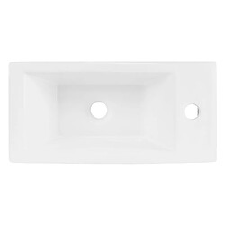 ML-Design Lavabo en Céramique, Rectangulaire, 51x25x13 cm, Blanc, Trou pour Robinet à Droite, Montage Mural ou Sur Plan, Vasque à Poser, Lave Mains Petit Évier Supendu pour Salle de Bain Toilette