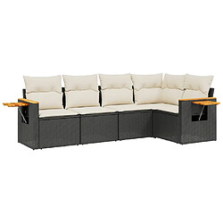 Maison Chic Salon de jardin 5 pcs avec coussins | Ensemble de Table et chaises | Mobilier d'Extérieur noir résine tressée -GKD13419