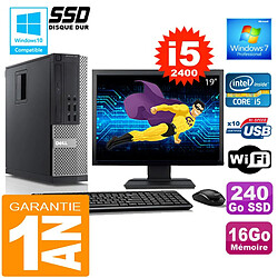 PC DELL 990 SFF Core I5-2400 Ram 16Go Disque 240 Go SSD Wifi W7 Ecran 19" - Occasion