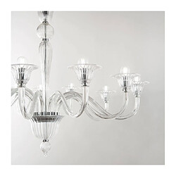 Ideal Lux Chandelier sans abats jours Brigitta Verre Transparent 8 ampoules 90cm