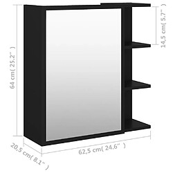 vidaXL Armoire à miroir de salle de bain Noir Bois d’ingénierie pas cher