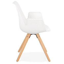 Avis Mes Fauteuil design blanc et piètement en bois naturel - SHAFT