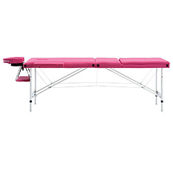 vidaXL Table de massage pliable 3 zones Aluminium Rose