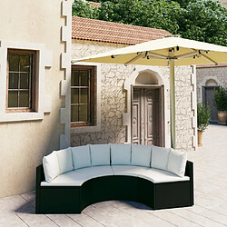 vidaXL Salon de jardin 4 pcs avec coussins Résine tressée Noir