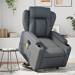 vidaXL Fauteuil inclinable de massage Gris Similicuir