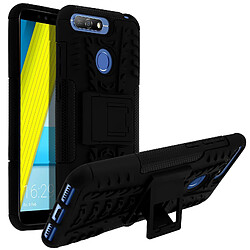 Avizar Coque Huawei Y6 2018 / Honor 7A Silicone + Polycarbonate Support intégré - Noir