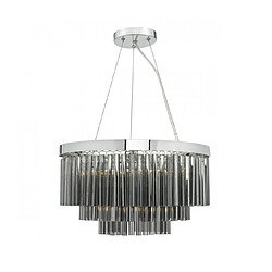 Luminaire Center Suspension Giovana verre fumé et chrome poli 5 ampoules