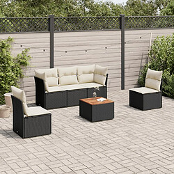 Maison Chic Salon de jardin 6 pcs avec coussins | Ensemble de Table et chaises | Mobilier d'Extérieur noir résine tressée -GKD59866